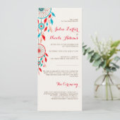 Boho Tribal Feather Droomvanger Bruiloft Programmakaart (Staand voorkant)