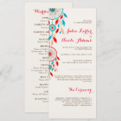 Boho Tribal Feather Droomvanger Bruiloft Programmakaart (Voorkant / Achterkant)