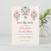 Boho Tribal Feather Droomvanger Bruiloft Save The Date (Staand voorkant)