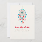 Boho Tribal Feather Droomvanger Bruiloft Save The Date (Achterkant)