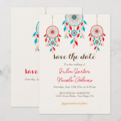 Boho Tribal Feather Droomvanger Bruiloft Save The Date (Voorkant / Achterkant)