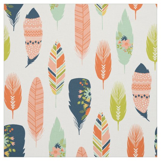Boho Tribal Feather Fabric Stof (Swatch)