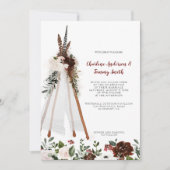 Boho Tribal Feathers Bloemen Boeket Teepee Bruilof Kaart (Voorkant)