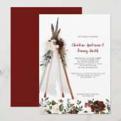 Boho Tribal Feathers Bloemen Boeket Teepee Bruilof Kaart (Voorkant / Achterkant)