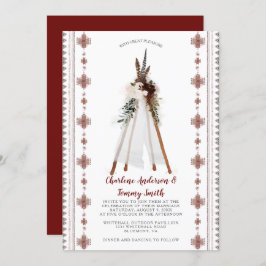 Boho Tribal Feathers Bloemen Teepee Bruiloft | Kaart