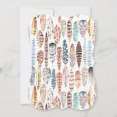 Boho Tribal Feathers Waterverf | Baby shower Boy Kaart (Achterkant)