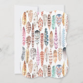 Boho Tribal Feathers Waterverf | Baby shower Kaart (Achterkant)