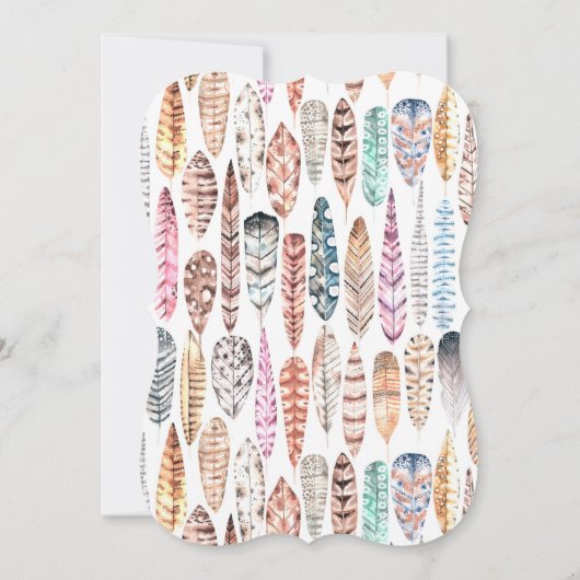 Boho Tribal Feathers Waterverf | Baby shower Kaart (Achterkant)