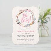 Boho Tribal Feathers Waterverf | Baby shower Kaart (Staand voorkant)