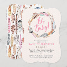 Boho Tribal Feathers Waterverf | Baby shower