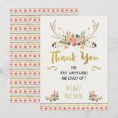 Boho Tribal Floral Baby shower Hartelijk dank Bedankkaart (Voorkant / Achterkant)
