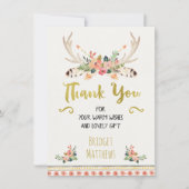 Boho Tribal Floral Baby shower Hartelijk dank Bedankkaart (Voorkant)