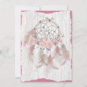 BOHO Tribal Floral Dream Catcher Pink Baby shower Kaart (Achterkant)
