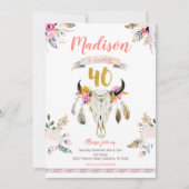 Boho Tribal Floral Skull 40th Birthday Invitation Kaart (Voorkant)