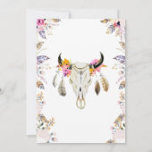 Boho Tribal Floral Skull 40th Birthday Invitation Kaart (Achterkant)