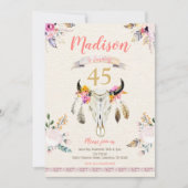 Boho Tribal Floral Skull Birthday Uitnodiging (Voorkant)