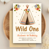 Boho Tribal Floral Teepee Wild Een eerste verjaard Kaart