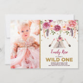 Boho Tribal Floral Wild One Birthday Dreamcatcher Kaart (Voorkant)