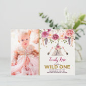 Boho Tribal Floral Wild One Birthday Dreamcatcher Kaart (Staand voorkant)