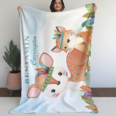 Boho Tribal Fox en Fawn met Kind's Blanket Fleece Deken