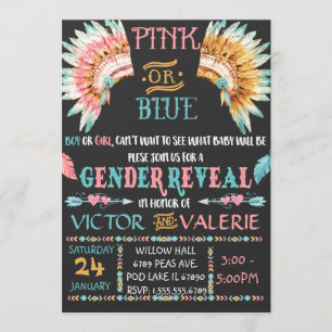 Boho Tribal Gender onthullen Invitation Boy of Gir Kaart