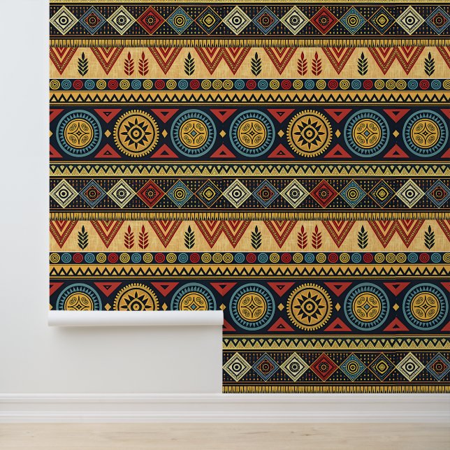 Boho Tribal Geometric Pattern Wallpaper Behang (Applicatie)
