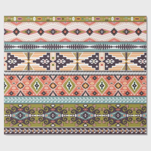 Boho Tribal Geometric Pattern Zuidwestelijke Aztek Cadeaupapier (Vlak)