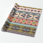 Boho Tribal Geometric Pattern Zuidwestelijke Aztek Cadeaupapier (Uitgerold)