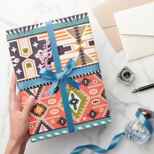 Boho Tribal Geometric Pattern Zuidwestelijke Aztek Cadeaupapier