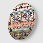 Boho Tribal Geometric Pattern Zuidwestelijke Aztek Grote Klok (Hoek)
