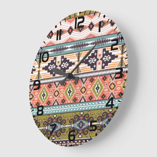 Boho Tribal Geometric Pattern Zuidwestelijke Aztek Grote Klok (Hoek)