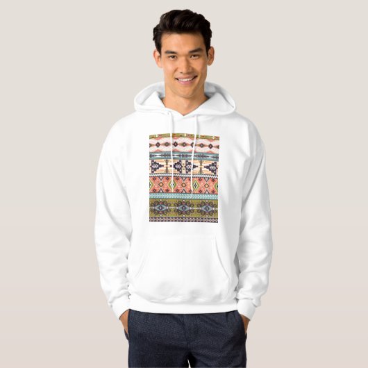 Boho Tribal Geometric Pattern Zuidwestelijke Aztek Hoodie (Voorkant volledig)