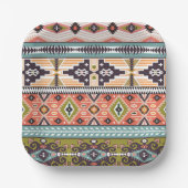Boho Tribal Geometric Pattern Zuidwestelijke Aztek Papieren Bordje (Voorkant)