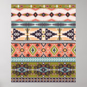 Boho Tribal Geometric Pattern Zuidwestelijke Aztek Poster (Voorkant)
