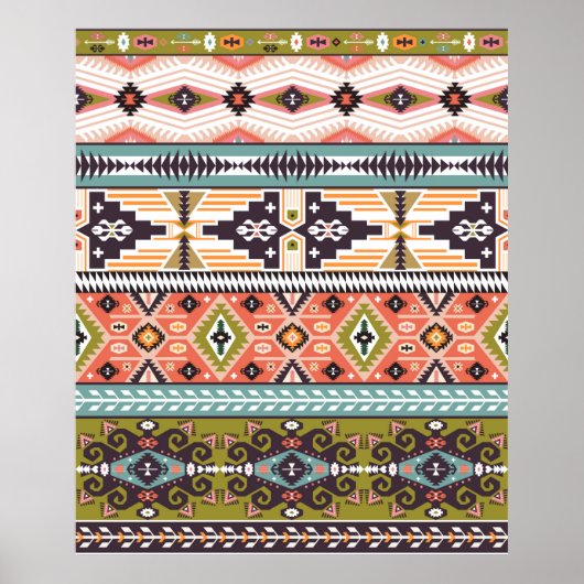 Boho Tribal Geometric Pattern Zuidwestelijke Aztek Poster (Voorkant)