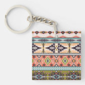 Boho Tribal Geometric Pattern Zuidwestelijke Aztek Sleutelhanger (Voorkant)
