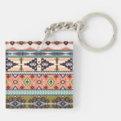 Boho Tribal Geometric Pattern Zuidwestelijke Aztek Sleutelhanger (Achterkant)