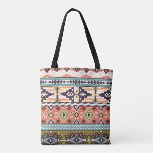 Boho Tribal Geometric Pattern Zuidwestelijke Aztek Tote Bag (Achterkant)