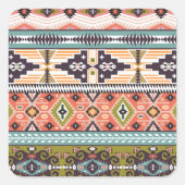 Boho Tribal Geometric Pattern Zuidwestelijke Aztek Vierkante Sticker (Voorkant)