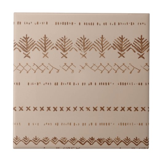 Boho tribal geometrische grens patroon tegel tegeltje (Voorkant)
