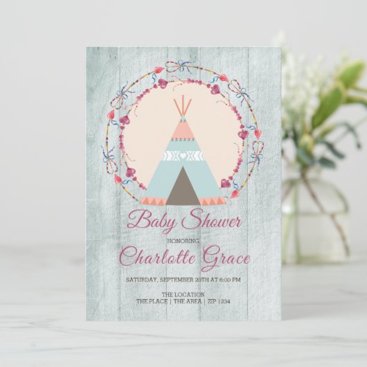 Boho Tribal Gepersonaliseerd Baby shower Kaart (Staand voorkant)