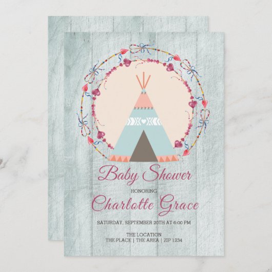 Boho Tribal Gepersonaliseerd Baby shower Kaart (Voorkant / Achterkant)