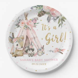 Boho Tribal Girl Baby shower  Papieren Bordje