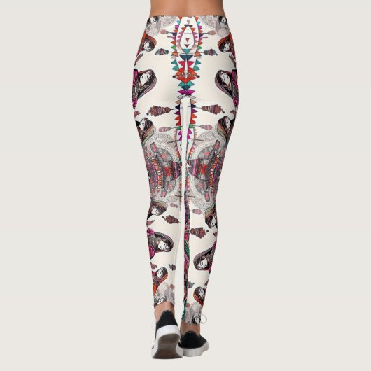 Boho Tribal Goddess Etnische kunst geïnspireerde L Leggings (Achterkant)