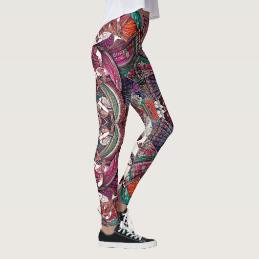 Boho Tribal Goddess Etnische kunst geïnspireerde L Leggings (Rechts)