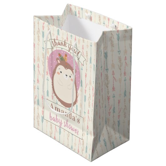Boho Tribal Hedgehog Pastel Arrow Baby shower Medium Cadeauzakje (Voorkant Gekanteld)