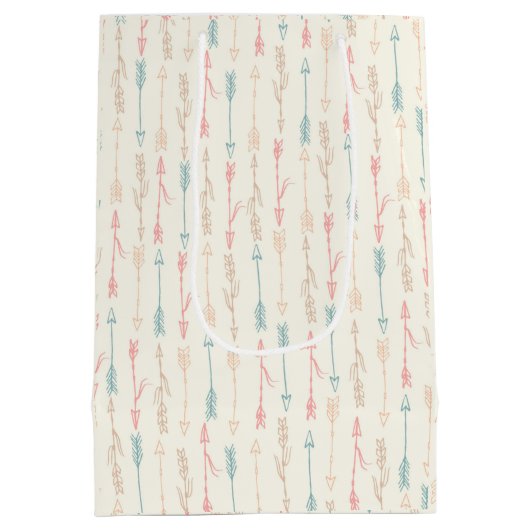 Boho Tribal Hedgehog Pastel Arrow Baby shower Medium Cadeauzakje (Achterkant)