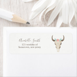 Boho Tribal Koe schedel Etiket