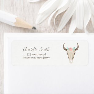 Boho Tribal Koe schedel Etiket