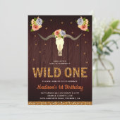 Boho Tribal Koe Schedel Meisjes Wild Een 1e Verjaa Kaart (Staand voorkant)